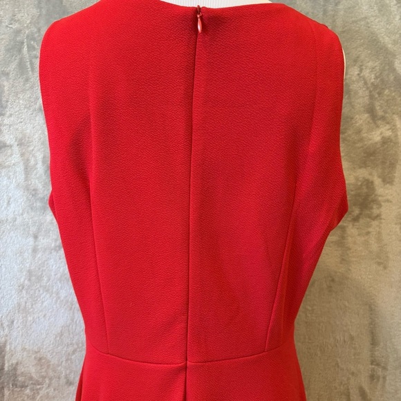 Elegant Cherry Red Office Siren Lacy Sleeveless Dress Sz 12 - Picture 7 of 10